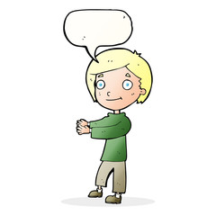 cartoon happy boy with speech bubble