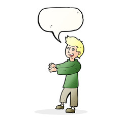 cartoon happy man with speech bubble