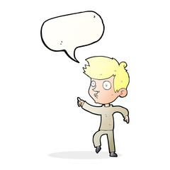 cartoon pointing boy with speech bubble