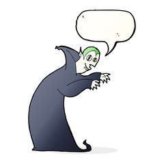 cartoon spooky vampire with speech bubble