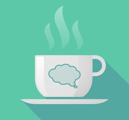 Long shadow cup of coffee with  a comic cloud balloon