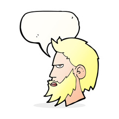 cartoon man with beard with speech bubble
