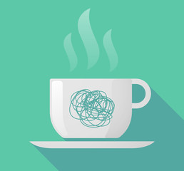 Long shadow cup of coffee with  a doodle