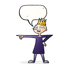 cartoon pointing prince with speech bubble