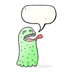 cartoon funny ghost with speech bubble