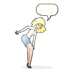 cartoon annoyed woman rubbing knee with speech bubble