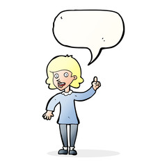 cartoon woman with idea with speech bubble