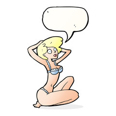 cartoon underwear model with speech bubble