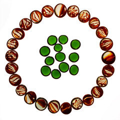 Colorful transparent glass marbles isolated on white background