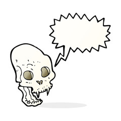 cartoon spooky vampire skull with speech bubble