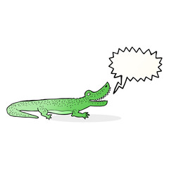 cartoon happy crocodile with speech bubble