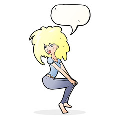 cartoon woman with big hair with speech bubble