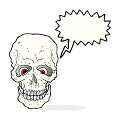 cartoon spooky skull with speech bubble