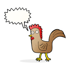 cartoon chicken with speech bubble
