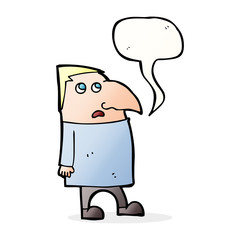 cartoon worried man with speech bubble