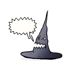 Fototapeta premium cartoon spooky witches hat with speech bubble