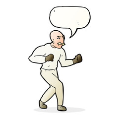 cartoon victorian boxer with speech bubble