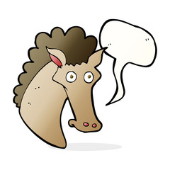 cartoon horse head with speech bubble