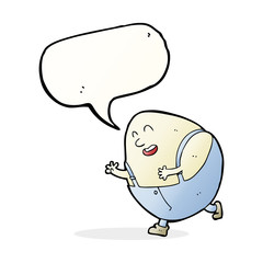cartoon humpty dumpty egg character with speech bubble