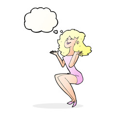 cartoon attractive woman sitting with speech bubble