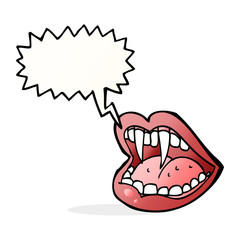 cartoon vampire mouth with speech bubble