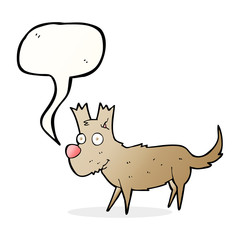 cartoon cute little dog with speech bubble