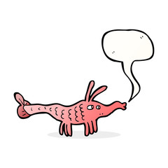 cartoon shrimp with speech bubble