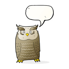 cartoon owl with speech bubble