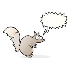 funny startled squirrel cartoon with speech bubble