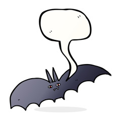 cartoon vampire bat with speech bubble