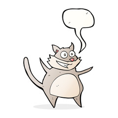 funny cartoon cat with speech bubble