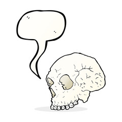 skull illustration with speech bubble
