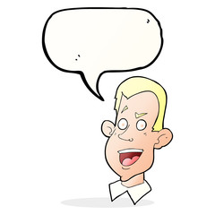 cartoon male face with speech bubble