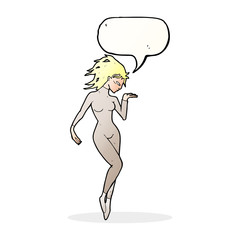 cartoon future space woman with speech bubble