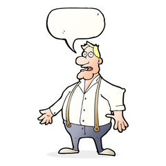 cartoon shocked man with speech bubble