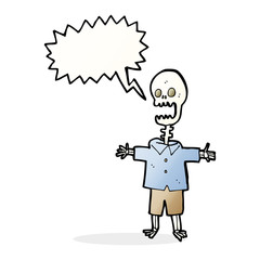 cartoon skeleton with speech bubble