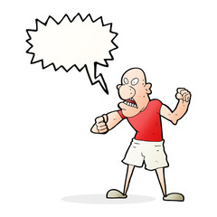 cartoon violent man with speech bubble