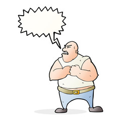 cartoon violent man with speech bubble