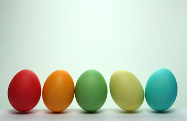 Painted Easter eggs isolated on white background