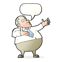 cartoon exasperated middle aged man with speech bubble