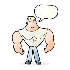 cartoon body builder with speech bubble