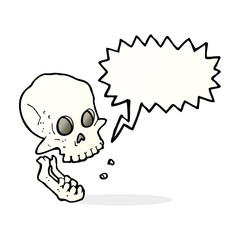 cartoon laughing skull with speech bubble