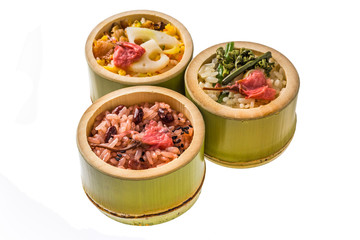 春の三色おこわ Chinese steamed rice of spring