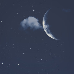 Abstract natural backgrounds with night skies, Moon and stars