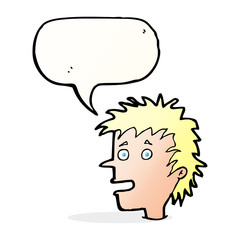 cartoon excited boy with speech bubble