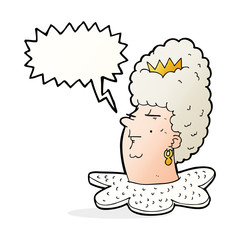 cartoon queen head with speech bubble
