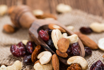 Trail Mix on wooden background