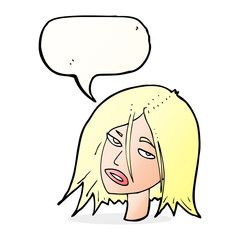 cartoon annoyed woman with speech bubble