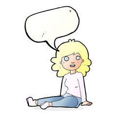 cartoon happy woman with speech bubble