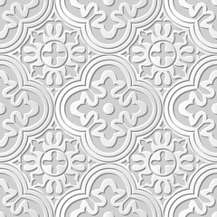 Vector damask seamless 3D paper art pattern background 024 Round Curve Kaleidoscope
